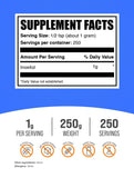 BulkSupplements detalle de textura del polvo de inositol, mezcla fácil y sin sabor