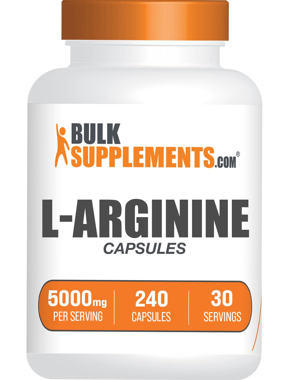 BulkSupplements frasco frontal con cápsulas y etiqueta clara, conveniencia diaria