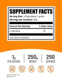 BulkSupplements polvo de L-Carnitine detalle de textura fina y calidad pura