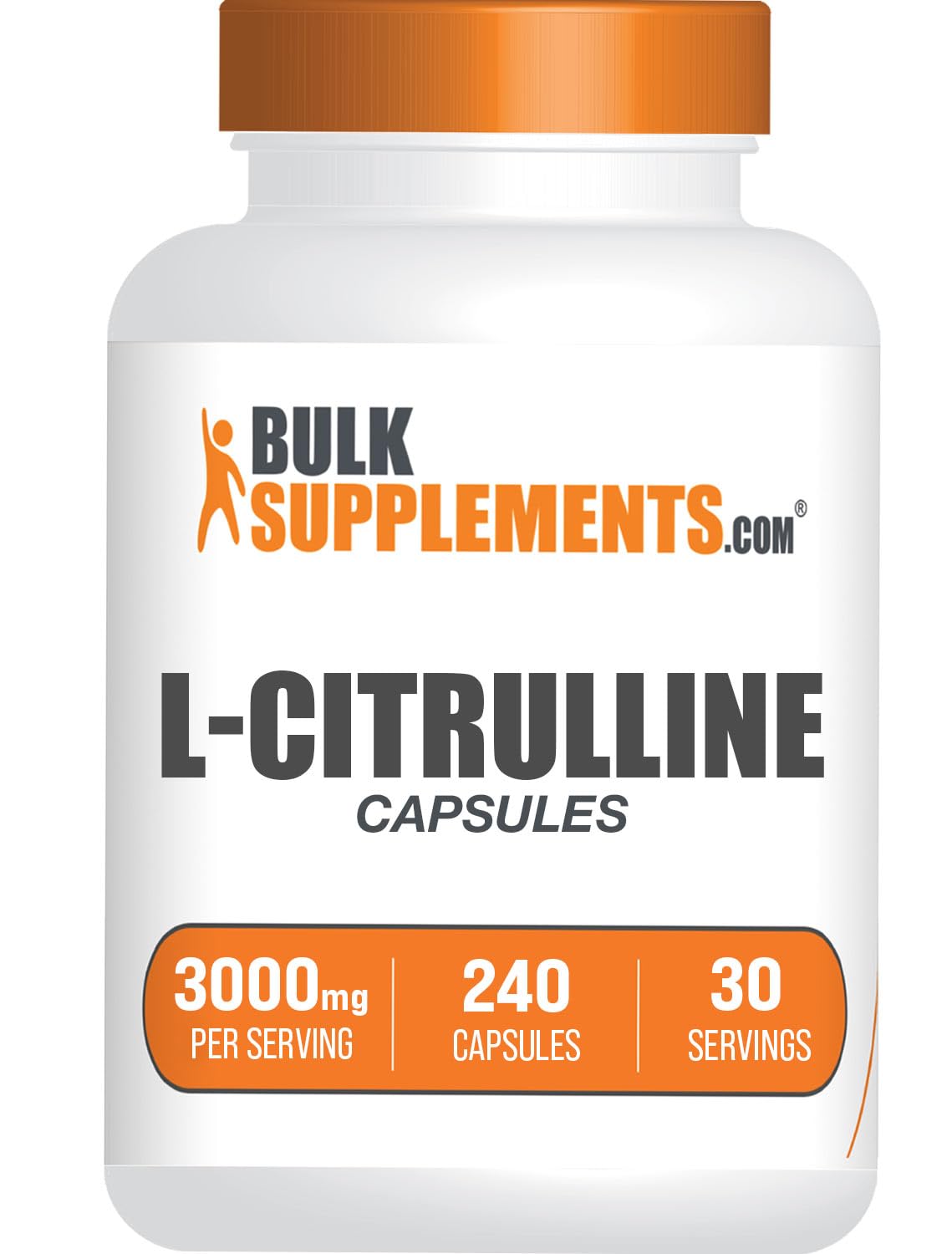 BulkSupplements frasco frontal mostrando 240 cápsulas y dosificación clara