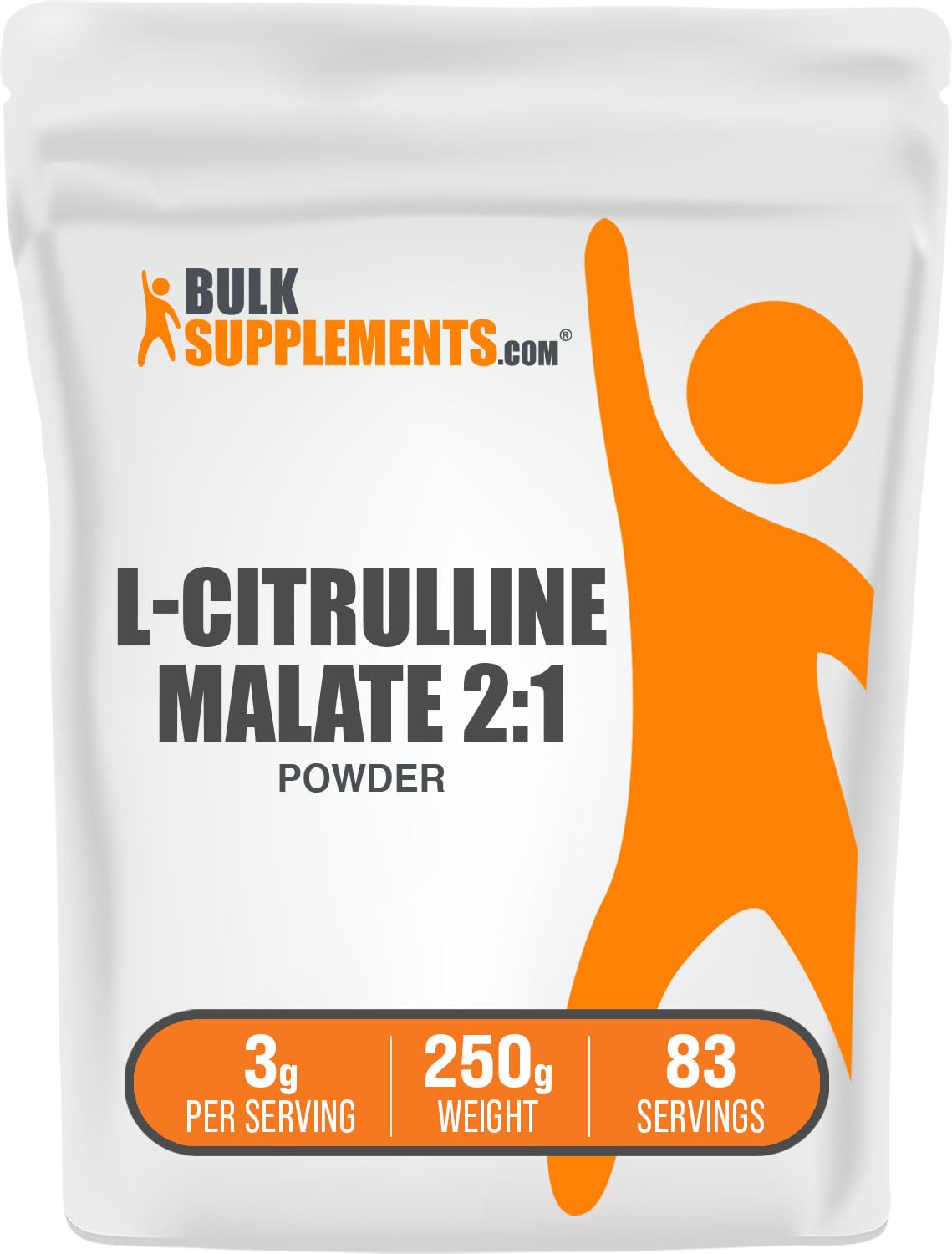 BulkSupplements envase frontal claro mostrando etiqueta y beneficio de pureza