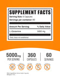BulkSupplements etiqueta detalle con información de 5.000 mg por porción y calidad