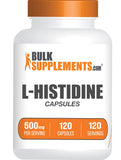 BulkSupplements frasco frontal de L-Histidine mostrando etiqueta clara y confianza