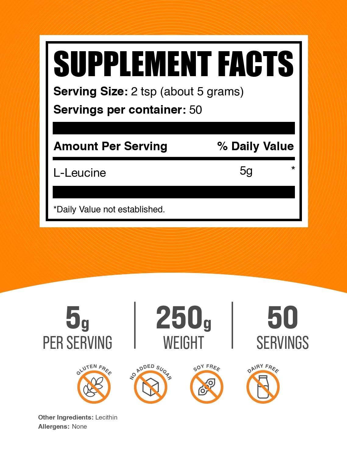 BulkSupplements polvo de L-Leucine textura fina ideal para mezclar fácilmente