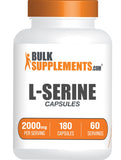 BulkSupplements frasco frontal de L-Serine mostrando formato y cantidad