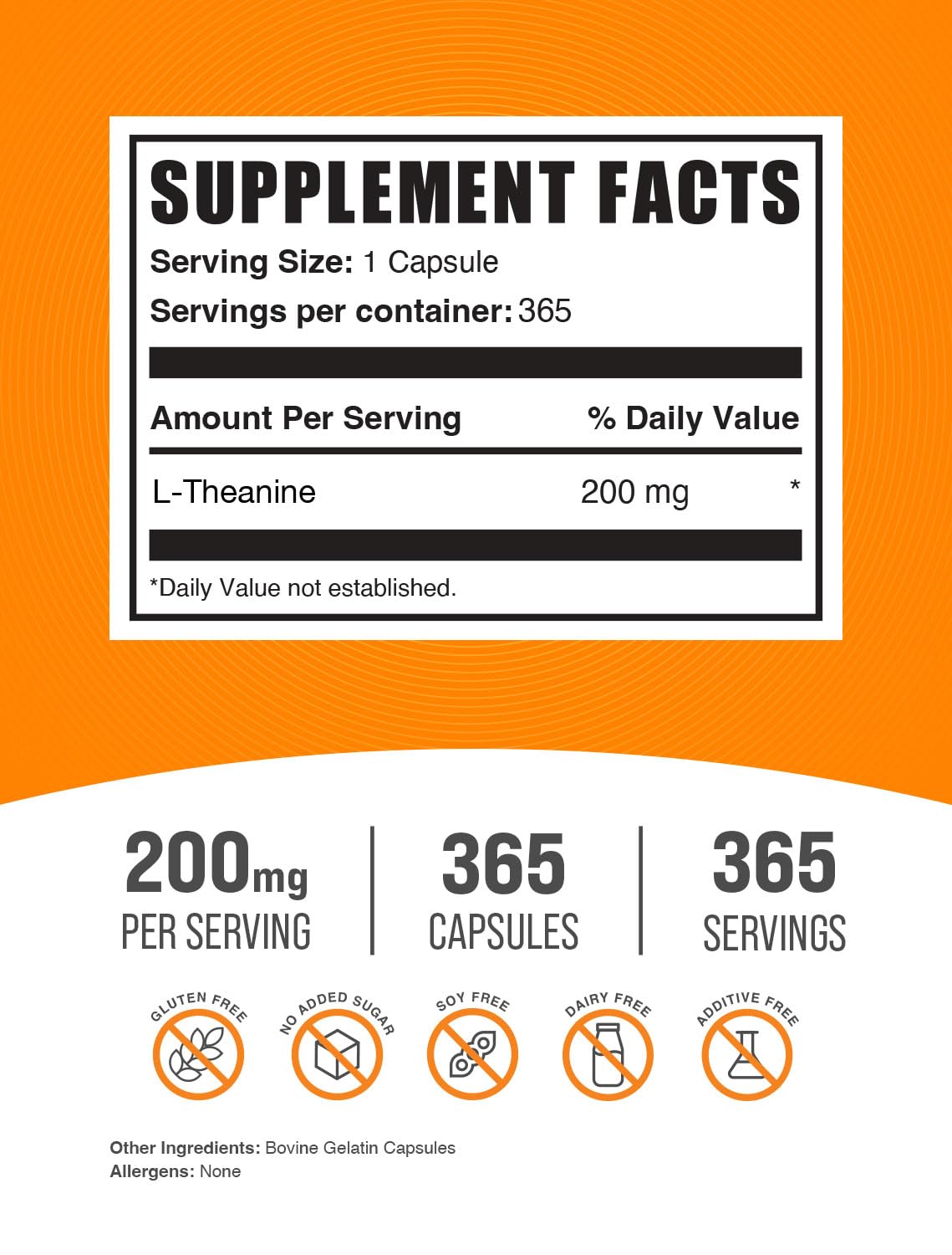 BulkSupplements primer plano de cápsula L-Theanine mostrando textura y calidad