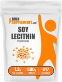 BulkSupplements paquete frontal con lecitina de soja, presentación clara y práctica