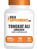 BulkSupplements presentación frontal de Longjack extracto en cápsulas y beneficio de dosificación clara