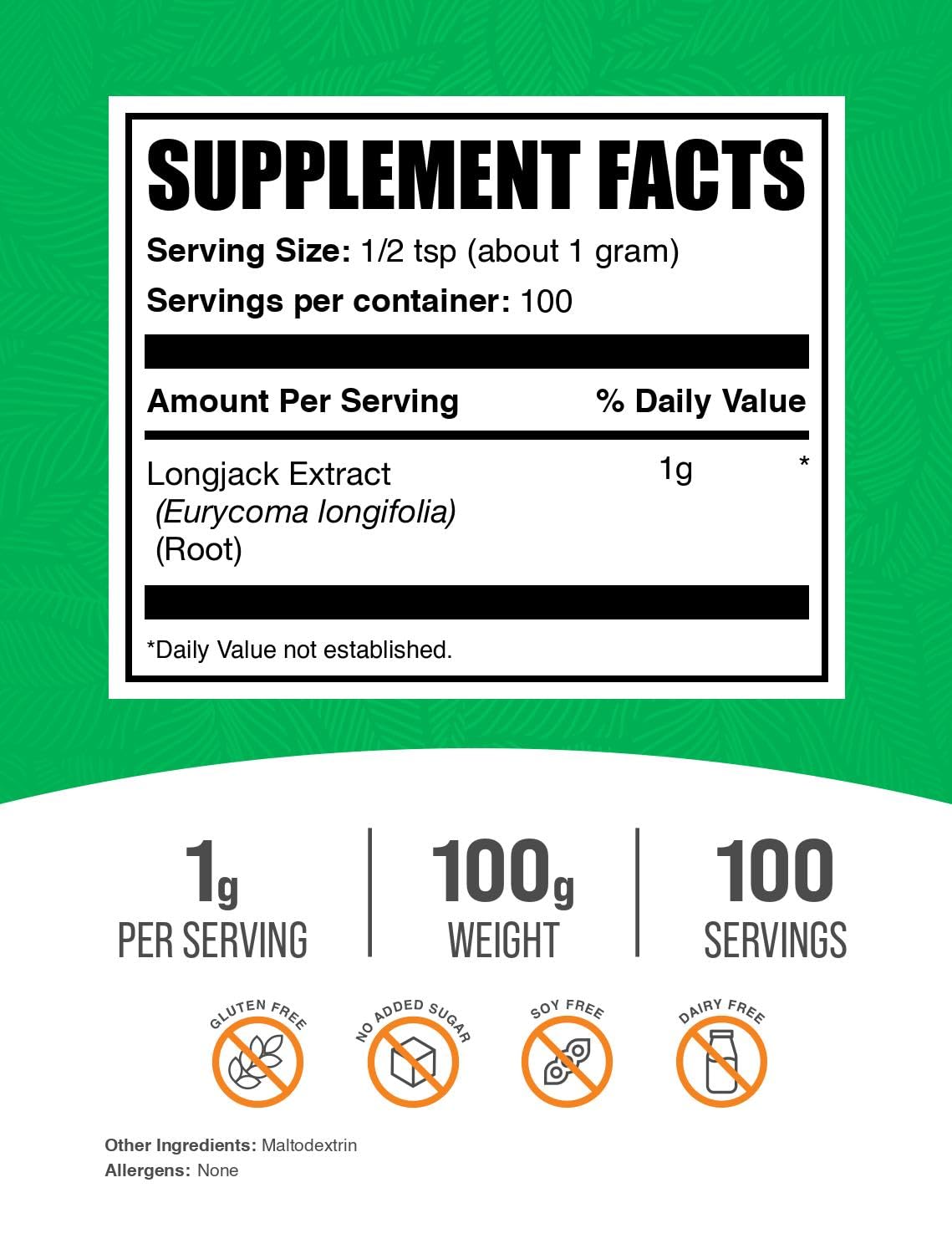 BulkSupplements polvo de Tongkat Ali primer plano textura fina y pureza