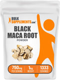 BulkSupplements envase de maca negra mostrando presentación 1 kg y conveniencia