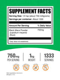 BulkSupplements textura fina del polvo de maca negra visual de pureza