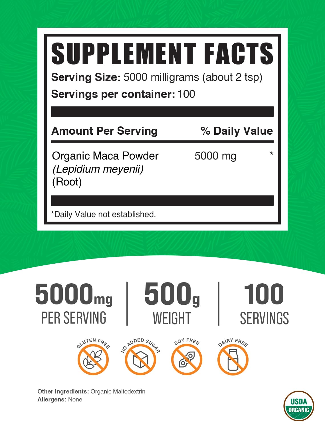 BulkSupplements primer plano de textura del polvo de maca destaca mezcla fácil