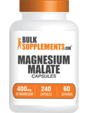 BulkSupplements frasco frontal de Magnesium Malate 240 cápsulas, calidad confiable