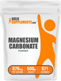BulkSupplements envase frontal de magnesium carbonate ofrece presentación clara y confianza
