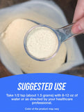 BulkSupplements porción junto a una balanza para comparar cantidad y dosificación
