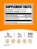 BulkSupplements detalle de polvo de MSM textura fina, fácil disolución