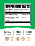 BulkSupplements polvo de Mucuna pruriens en primer plano, textura fina para mezclar