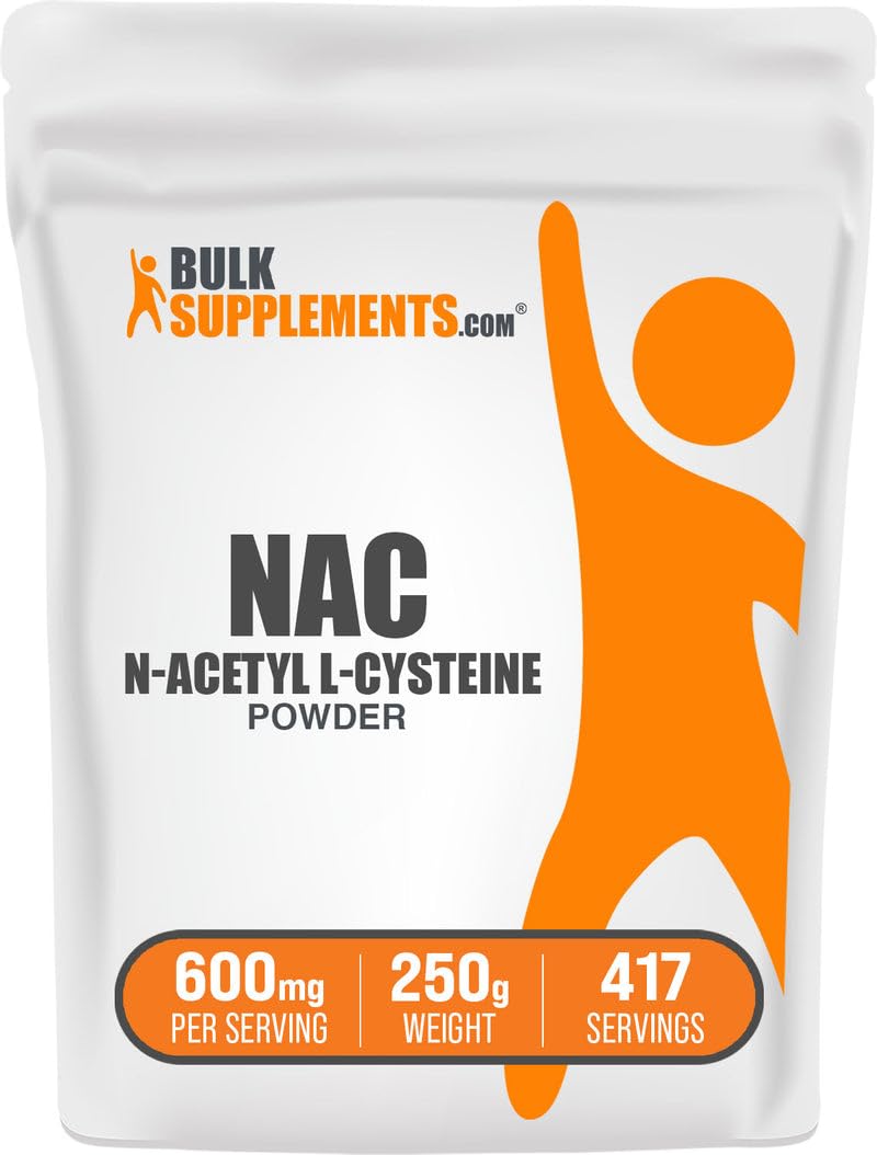 BulkSupplements envase frontal de NAC 600 mg, presentación clara y fiable