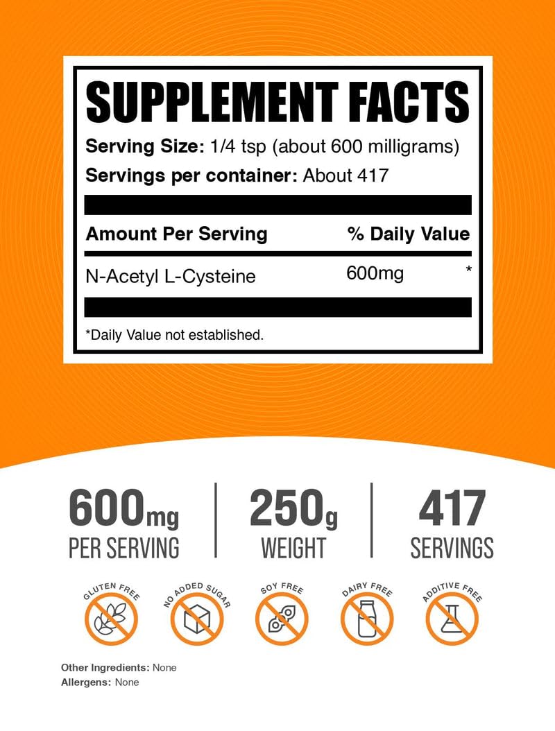 BulkSupplements textura del polvo NAC cercano, fácil de mezclar