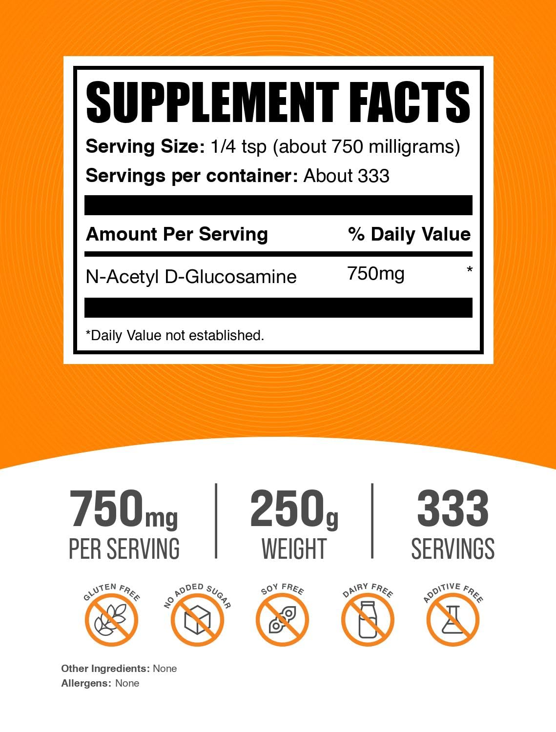 BulkSupplements polvo de NAG textura fina, se mezcla fácilmente en bebidas