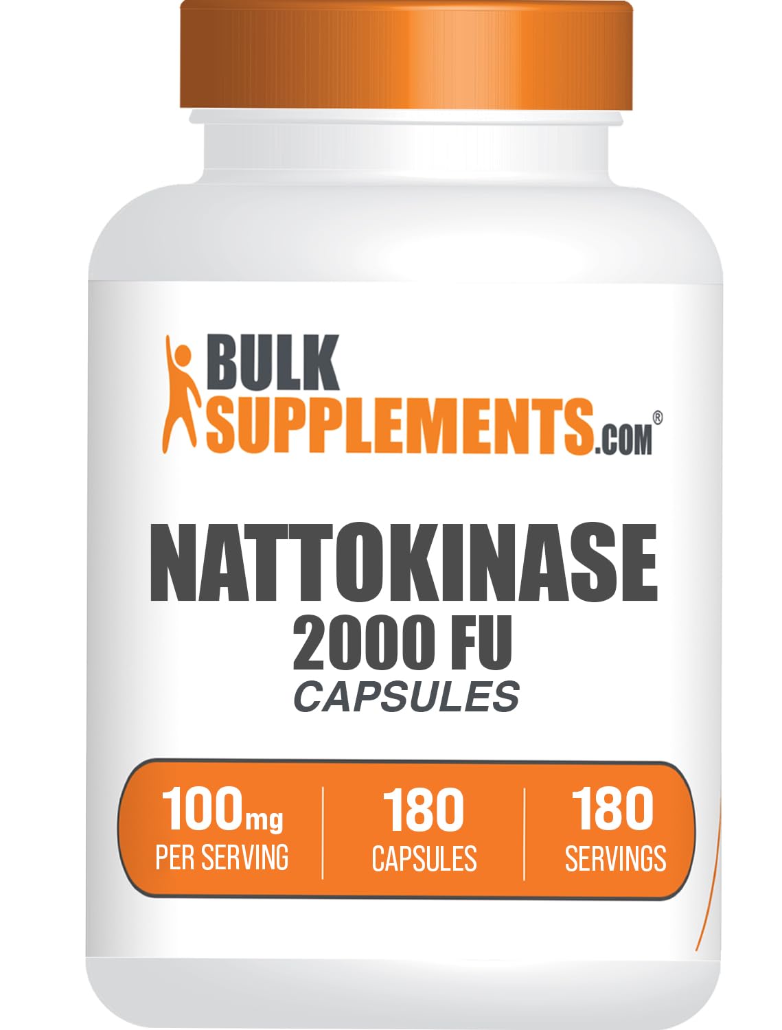 BulkSupplements frasco frontal con etiqueta clara y beneficios visibles