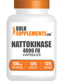 BulkSupplements frasco de Nattokinase 4000 FU, envase claro y etiqueta informativa