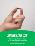 BulkSupplements cápsula en la mano para mostrar tamaño y conveniencia de una toma