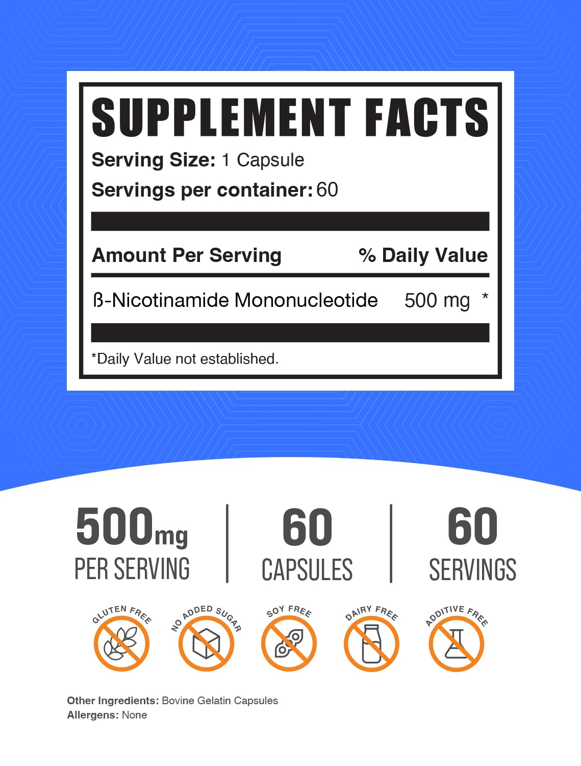 BulkSupplements cápsula de NMN primer plano, textura y fácil ingestión