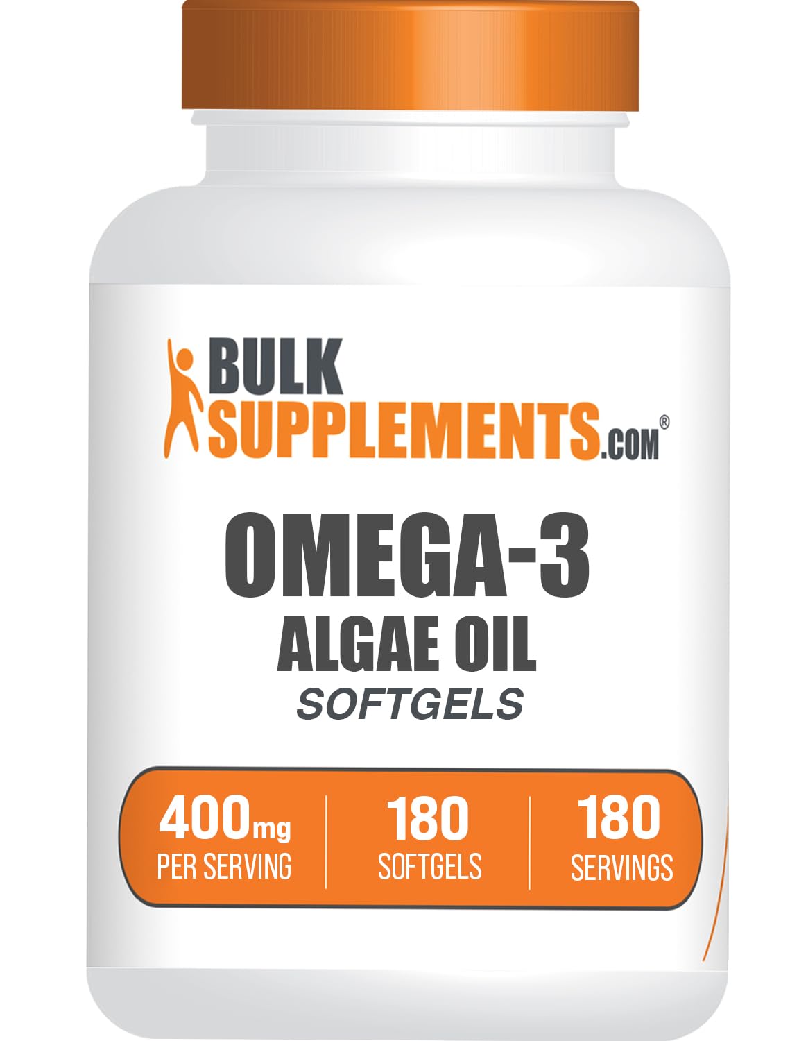 BulkSupplements frasco frontal mostrando 180 cápsulas para uso prolongado