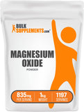 BulkSupplements envase frontal de óxido de magnesio, presentación clara y confiable