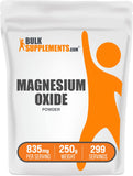 BulkSupplements frasco frontal de óxido de magnesio, presentación clara y útil