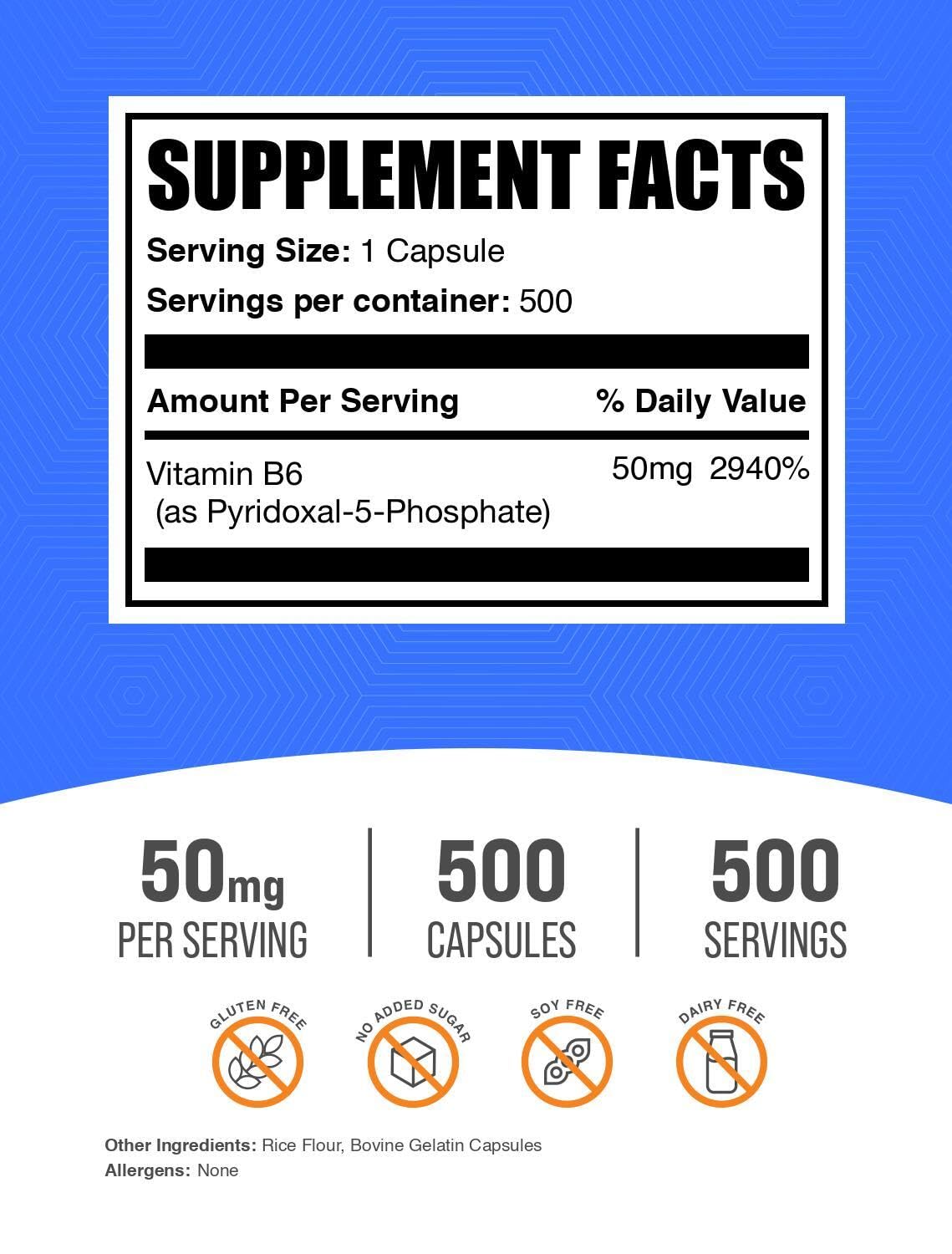 BulkSupplements cápsula de P5P en mano para fácil dosificación