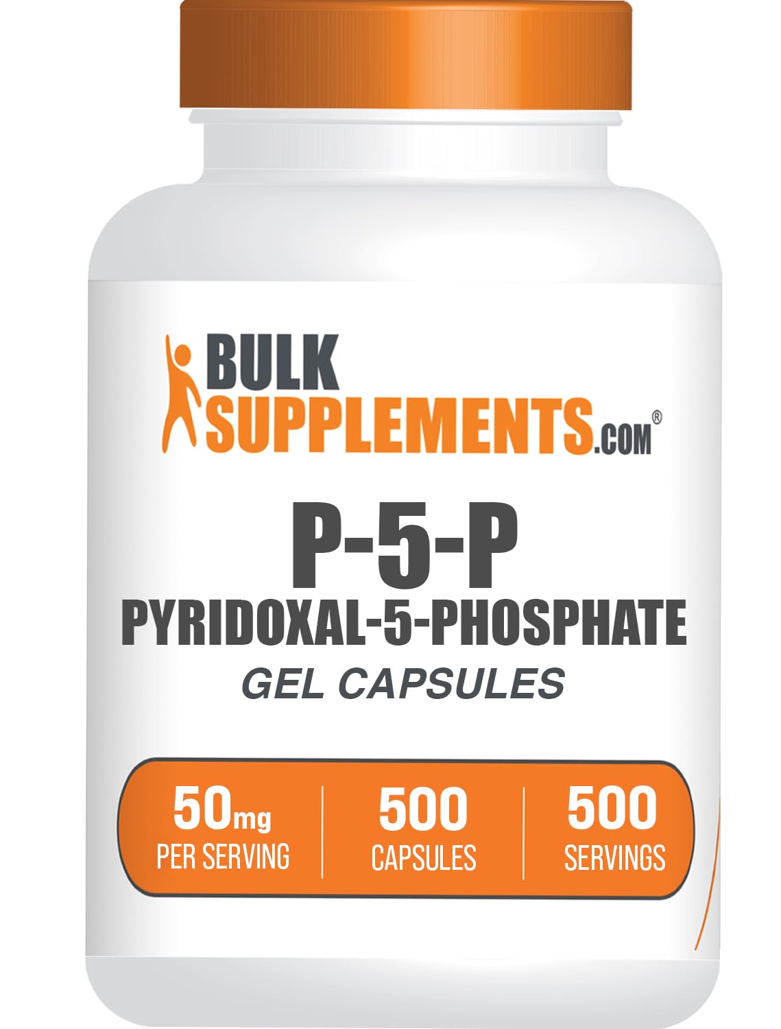 BulkSupplements frasco P5P frente mostrando pureza y cantidad
