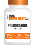 BulkSupplements frasco frontal de Policosanol 240 cápsulas muestra etiquetado claro y cantidad