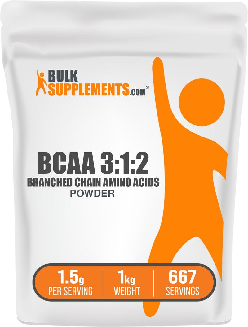 BulkSupplements frasco frontal del BCAA 3:1:2 mostrando envase y cantidad