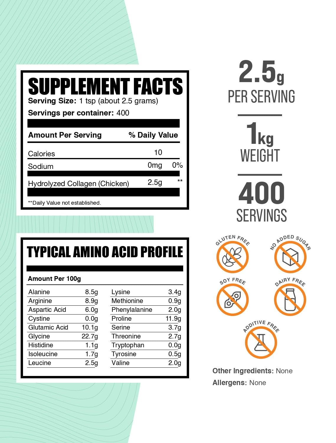 BulkSupplements primer plano del polvo hidrolizado mostrando textura fina y fácil disolución