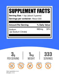 BulkSupplements polvo fino de citrato de sodio detalle de textura para mezcla fácil