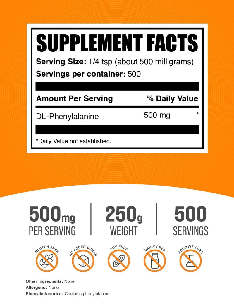 BulkSupplements primer plano del polvo DLPA mostrando textura fina y pureza