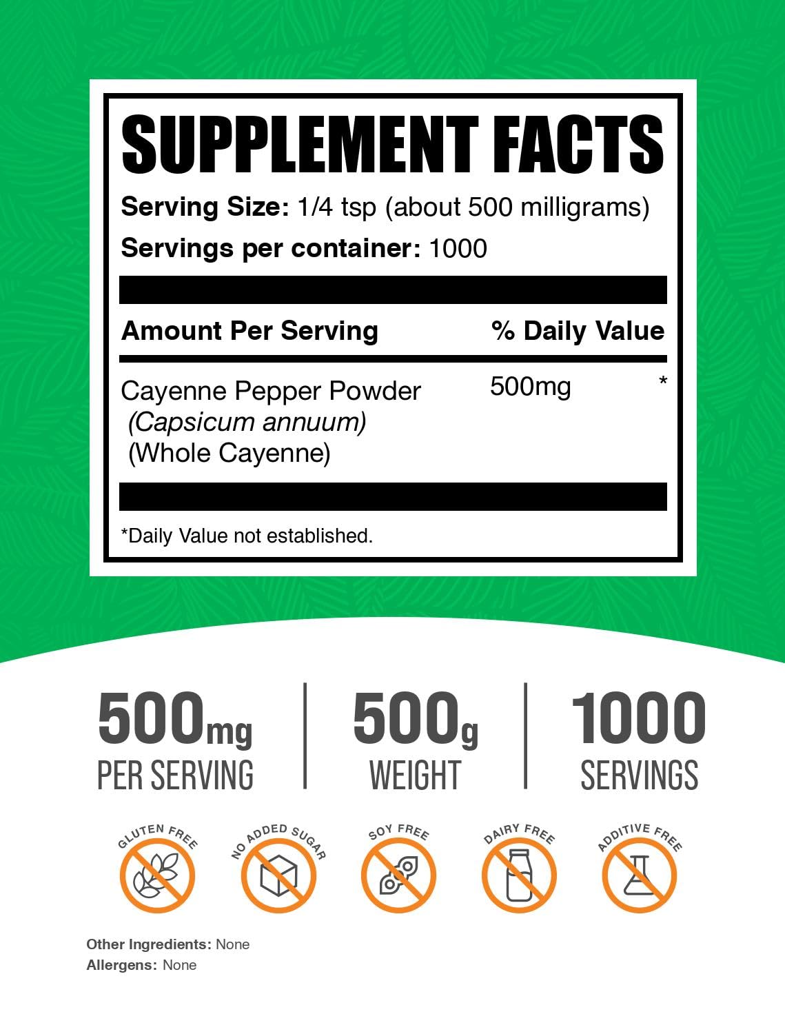 BulkSupplements primer plano del polvo de cayena mostrando textura fina y pureza