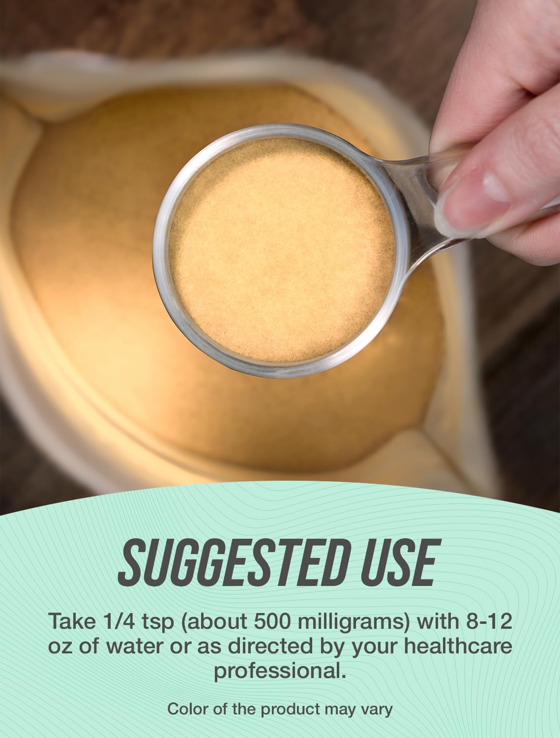 BulkSupplements comparación de porción en cucharadita para medir 500 mg