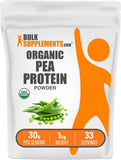 BulkSupplements envase frontal de proteína de guisante orgánica, presentación clara
