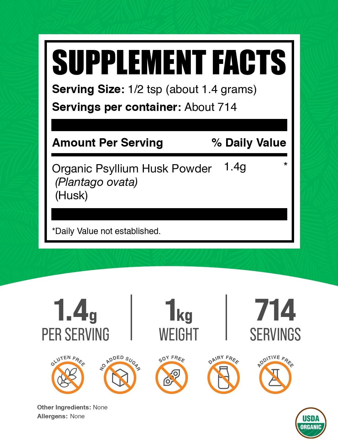 BulkSupplements primer plano de la textura en polvo del psyllium husk para mezclar fácil