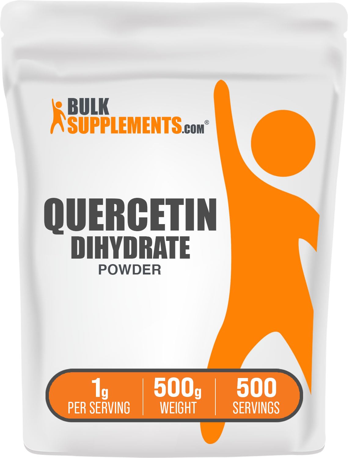 BulkSupplements envase frontal de quercetina dihidrato que transmite pureza