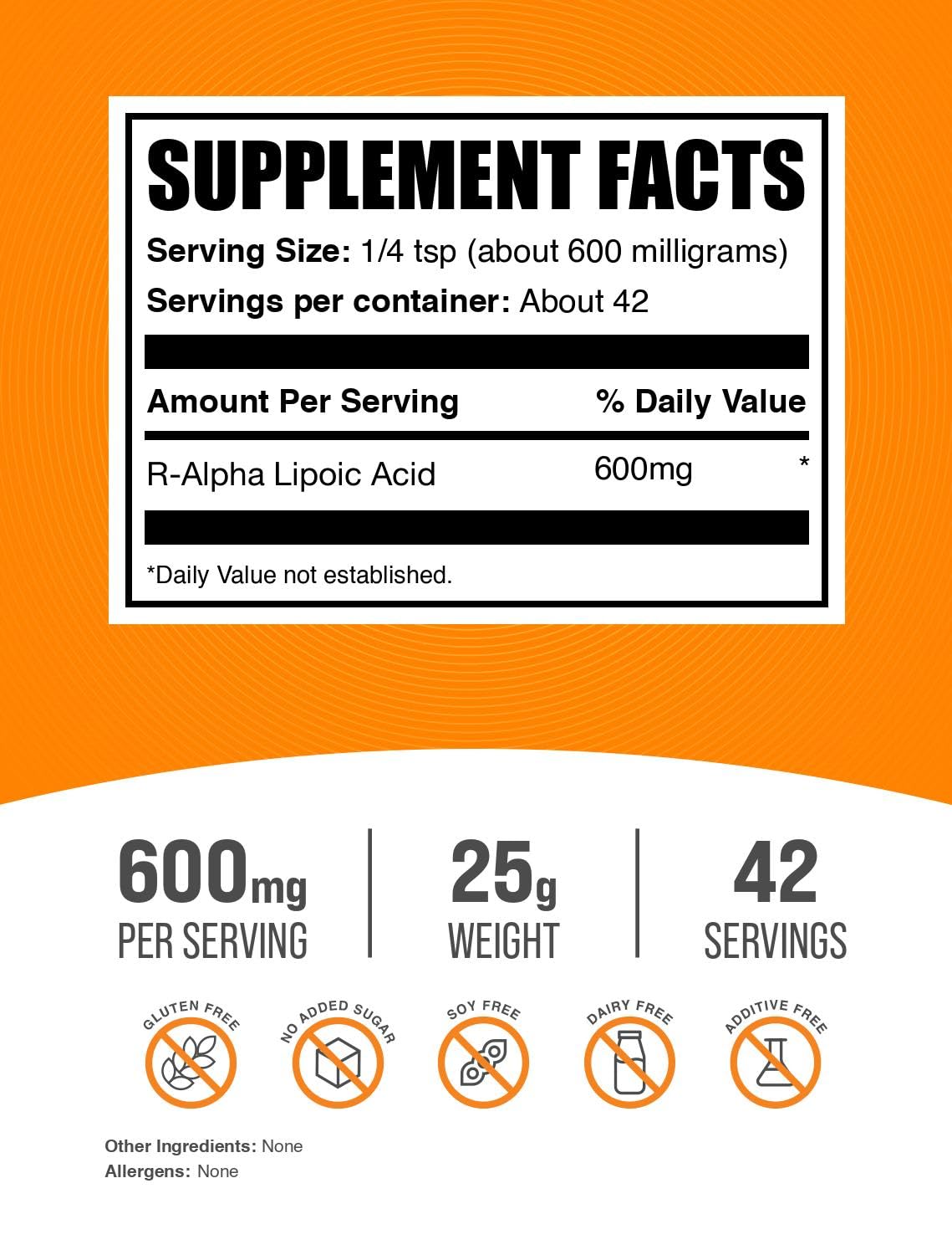 BulkSupplements polvo de R-ALA textura fina, fácil disolución y mezcla rápida