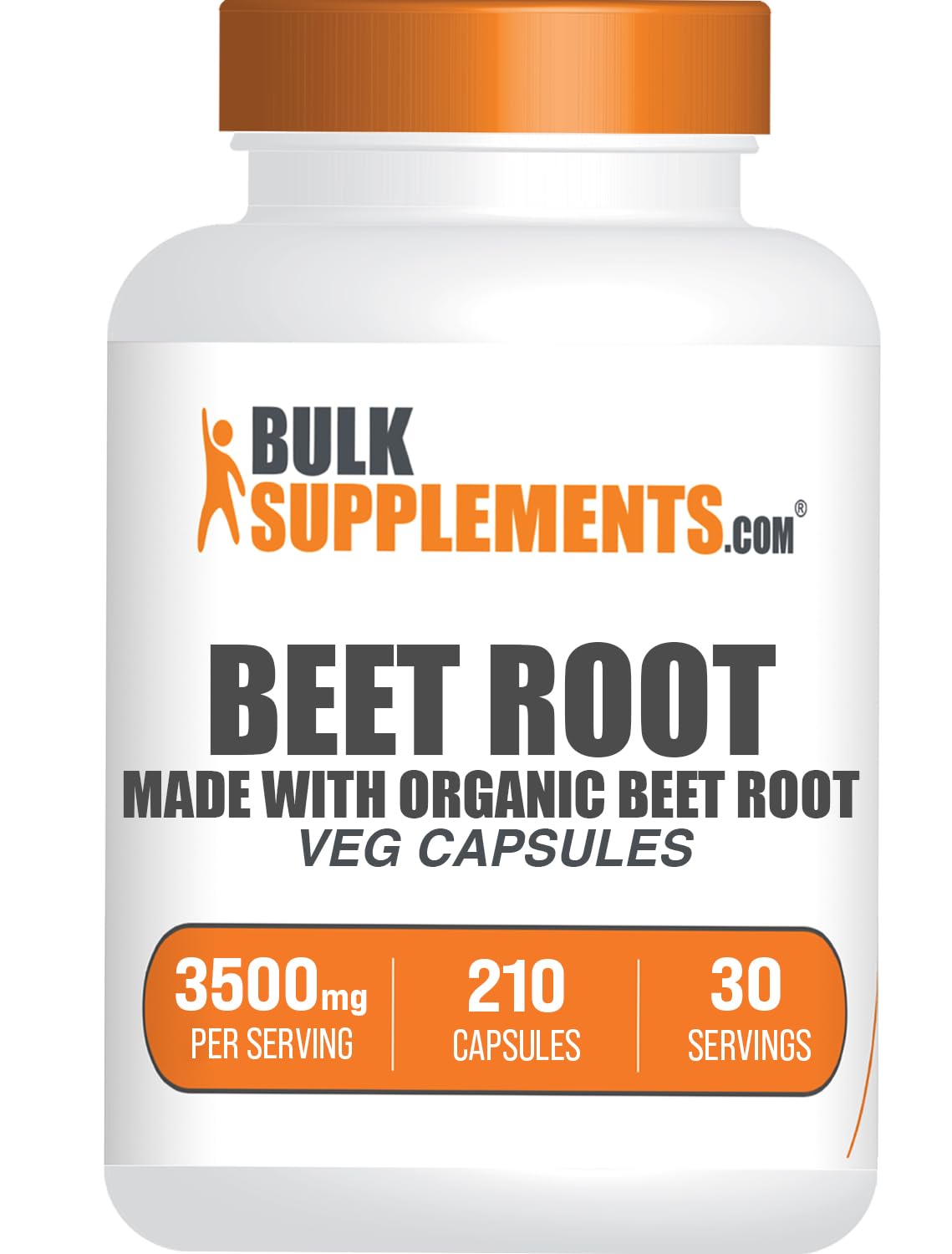 BulkSupplements envase frontal de cápsulas de remolacha, fácil de almacenar y usar
