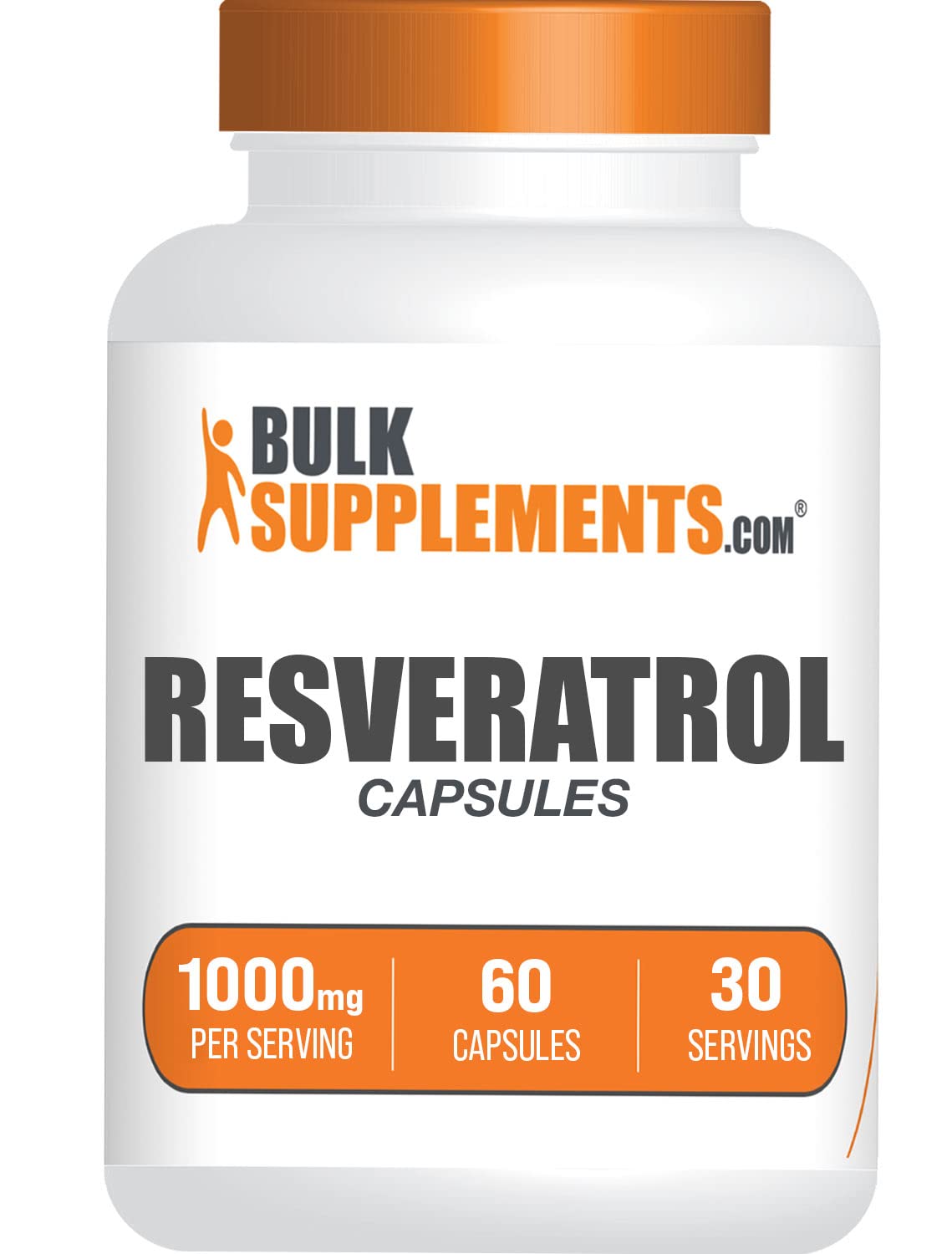 BulkSupplements frasco frontal mostrando 60 cápsulas y claridad de dosis