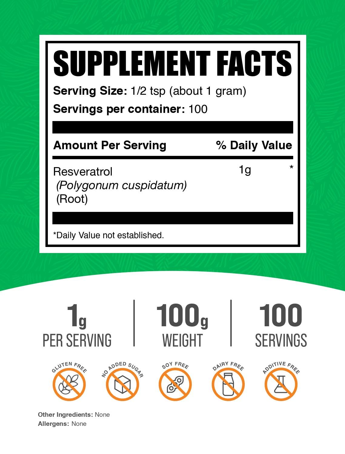 Polvo de resveratrol BulkSupplements vista de textura fina, fácil mezcla
