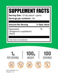 Polvo de resveratrol BulkSupplements vista de textura fina, fácil mezcla