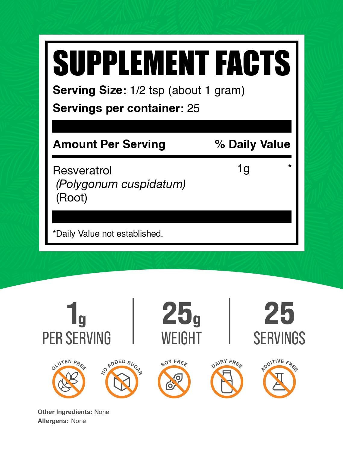 BulkSupplements polvo de resveratrol textura cercana, aspecto fino y puro