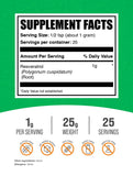 BulkSupplements polvo de resveratrol textura cercana, aspecto fino y puro